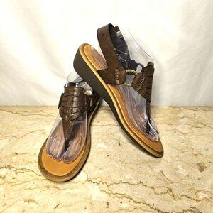 Cliffs by White Mountain Womens Brown Leather Thong Slingback Sandles Size 9M